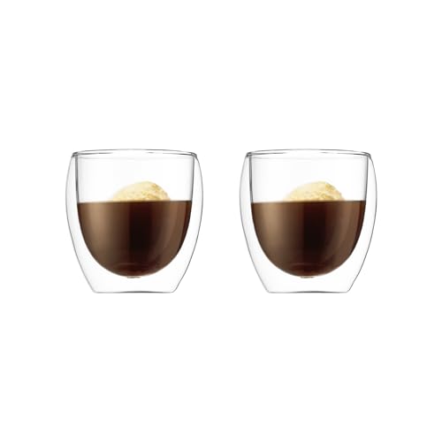 Bodum Pavina Glass, Double-Wall Insulated Glasses, Clear, 8 Ounces Each