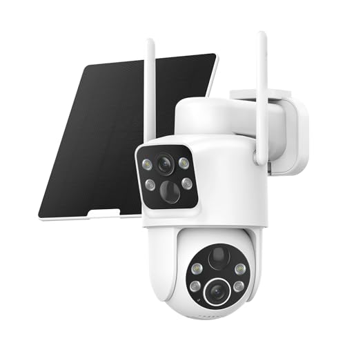 TKENPRO Dual Lens Solar Security Cameras Wireless Outdoor, 2K...