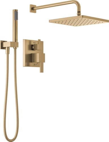 Delta Modern 14 Series Square Rain Shower System Faucet Set,...