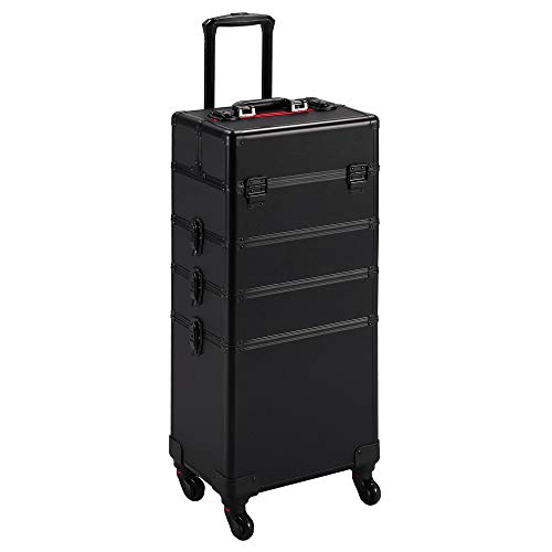 Yaheetech 4 in 1 Professional Makeup Train Case Aluminum Cosmetic...