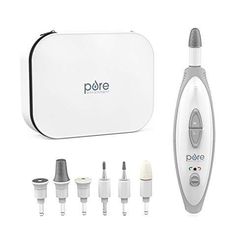 Pure Enrichment PureNails 10-Piece Professional Manicure and Pedicure Kit - Electric Nail File Set for Salon