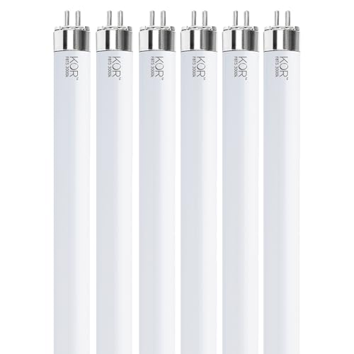 KOR F8T5 Fluorescent Tube Light Bulbs, 8W, 3000K, 120V, 15000...