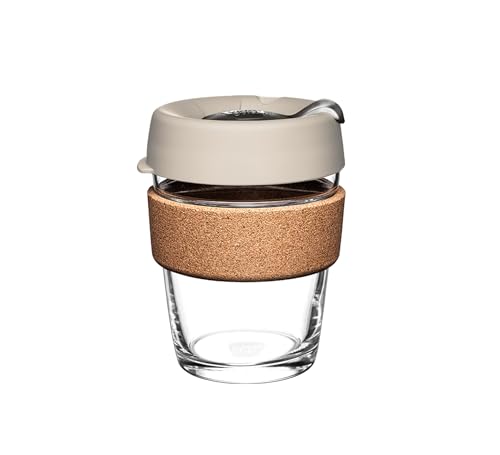 KeepCup 12oz Reusable Coffee Cup. Toughened Glass Cup & Natural Cork