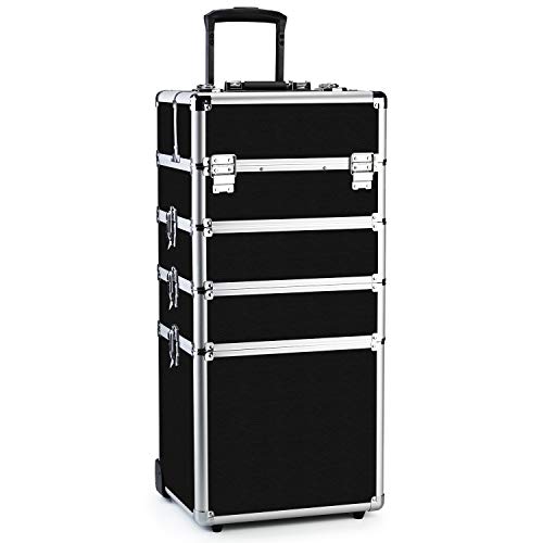 OUDMAY Makeup Train Case 4 in 1 Professional Cosmetics Rolling...