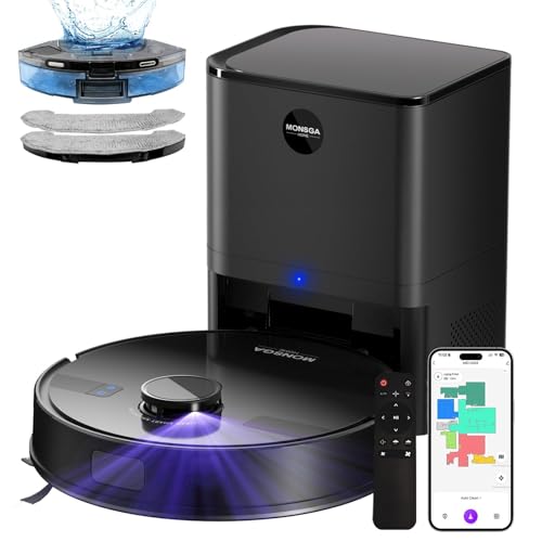 MONSGA Robot Vacuum and Mop Combo, 5000Pa Robotic Vacuum with...
