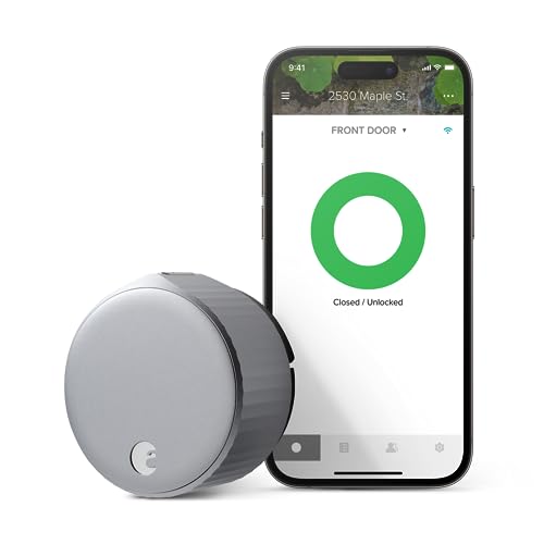 August Home, Silver Wi-Fi Connected Smart Keyless Entry Door...