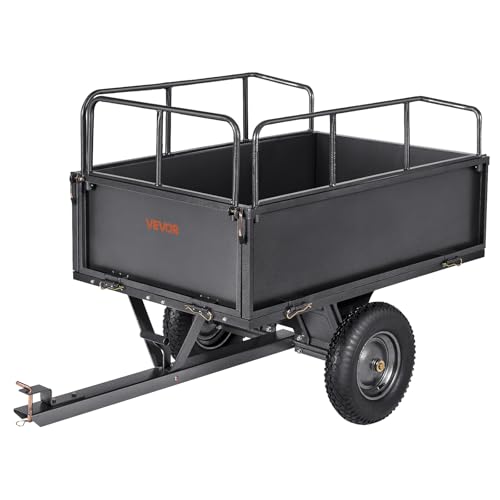 VEVOR Heavy Duty ATV Trailer Tow Behind Dump Cart, 17 Cu.Ft....