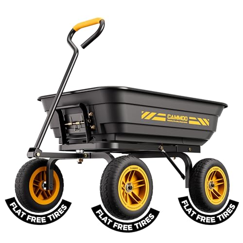CAMMOO 10-in NO-FLAT TIRES 600lb Heavy-Duty Garden Dump Cart 4...