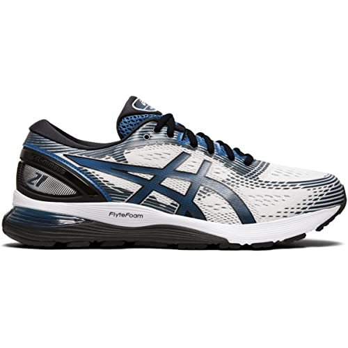 ASICS Men's Gel-Nimbus 21 Running Shoes, 11M, White/DEEP Sapphire