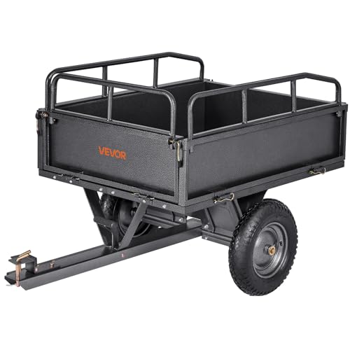 VEVOR 10 Cu.Ft. & 500lbs ATV Trailer Dump Cart Tow Behind, Heavy...