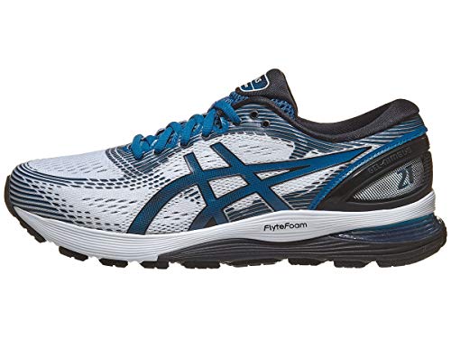 ASICS Men's Gel-Nimbus 21 Running Shoes, 11M, White/DEEP Sapphire