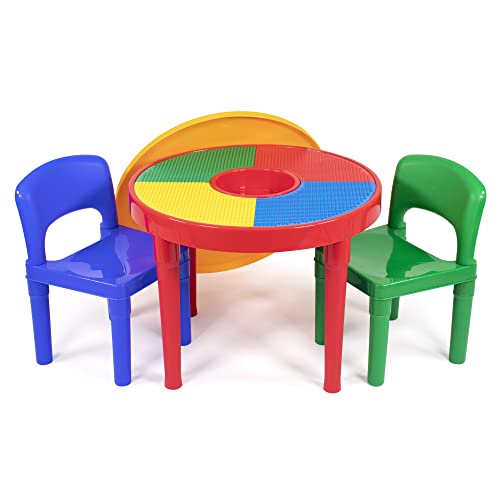 Tot Tutors Kids 2-in-1 Plastic Building Blocks-Compatible Activity Table