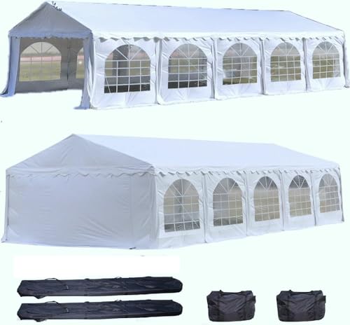 32'x16' PE Party Tent White - Heavy Duty Wedding Canopy Carport Shelter