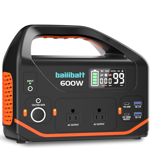 Portable Power Station 600W 293Wh Camping Lithium Battery,...