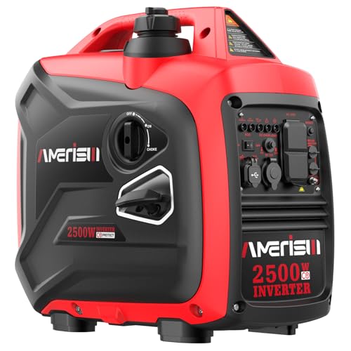 AMERISUN 2500-Watt Gas Powered Portable Inverter Generator, CO...