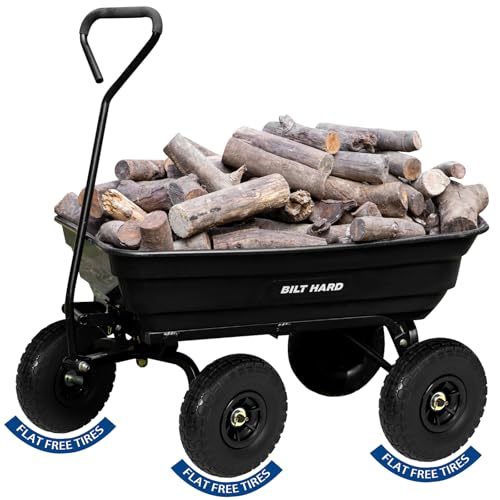 BILT HARD Poly Garden Dump Cart 600 lbs with No Flat Tires, Quick...
