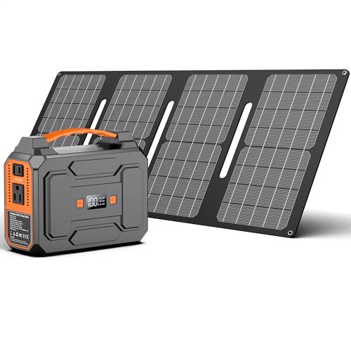 Solar Powered Generator 200W Peak/100W Rated, Portable Solar...