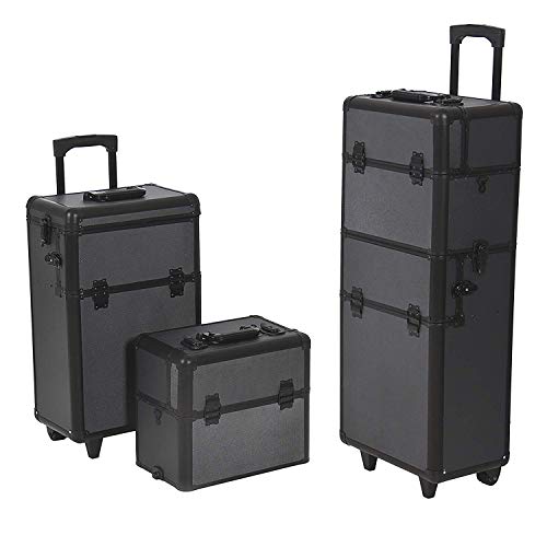 SciencePurchase 2-in-1 Rolling MUA Cosmetic Makeup Artist Train Case with