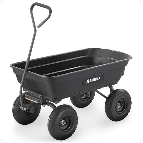 Gorilla Carts Heavy Duty Poly Utility Dump Wagon Garden Cart w/...