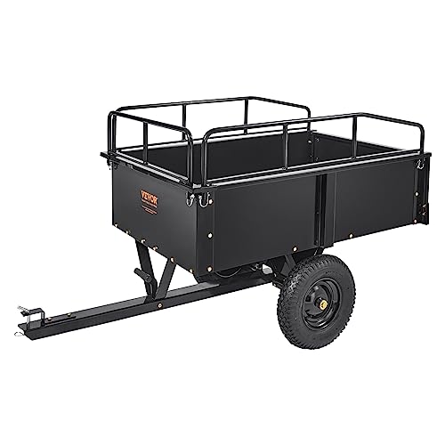 VEVOR Heavy Duty ATV Dump Cart - Steel Tow Behind trailer, 750...