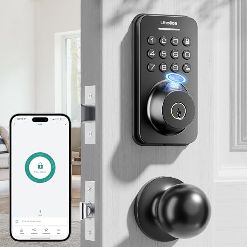 Ulecoce Fingerprint Keypad Deadbolt with Knob Set, Keyless Entry...