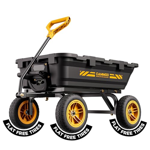 CAMMOO 10in NO-FLAT TIRES 900lb Heavy-Duty Garden Dump Cart DIY...