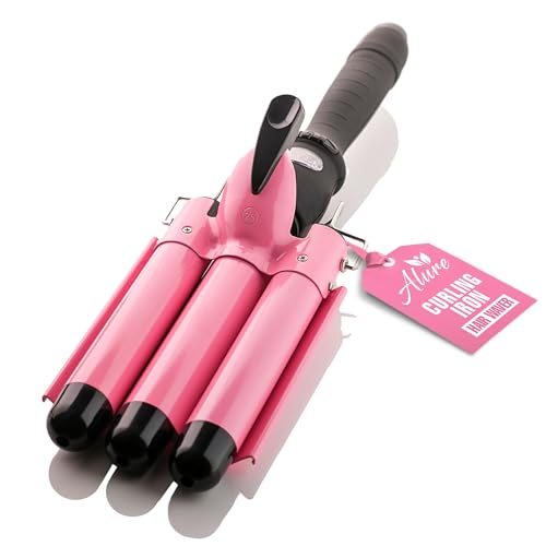 Alure Three Barrel Curling Iron Wand with LCD Temperature Display - 1 Inch