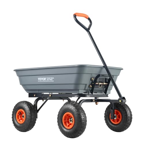 VEVOR 4 Cu.Ft. 600lbs Poly Garden Cart Dump Wagon, Heavy Duty 4...