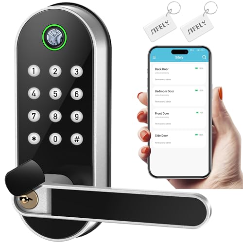Keyless Entry Fingerprint Smart Lock with Handle & Keypad: Sifely...