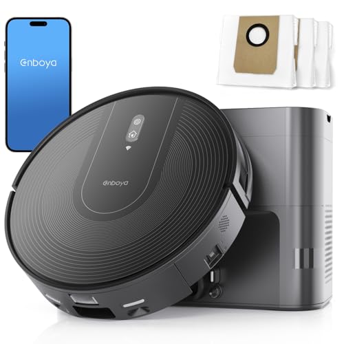 Enboya Robot Vacuum Cleaner with Self-Emptying Base – 9000Pa...