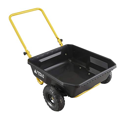 Gorilla Carts GCR-4 Poly Dump Cart, 2-Wheel Garden Wagon with...