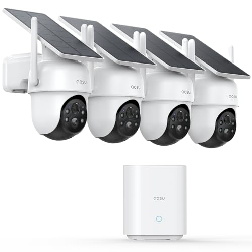 AOSU Security Cameras Outdoor Wireless, 4 Cam-Kit, No...