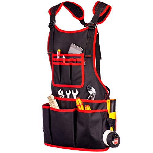 NoCry Heavy Duty Work Apron - 26 Tool Pockets, Tape Measure Holder, D Ring