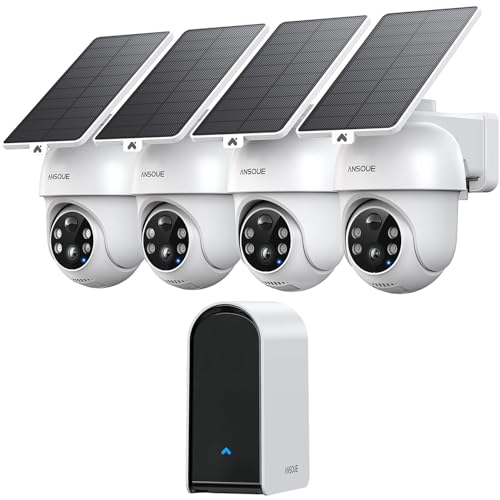 ANSQUE Security Cameras Wireless Outdoor Home System, 4 Camera...