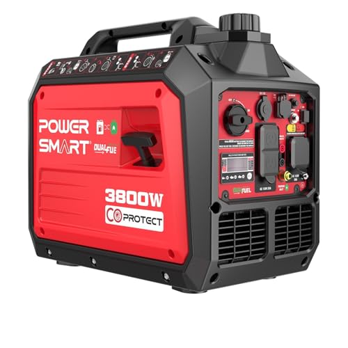 PowerSmart 3800 Watt Dual Fuel Inverter Generator, Quiet Portable...