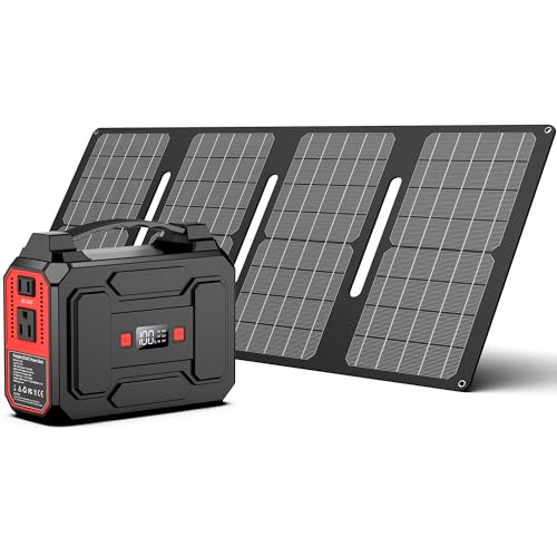Solar Powered Generator 200W Peak/100W Rated, Portable Solar...