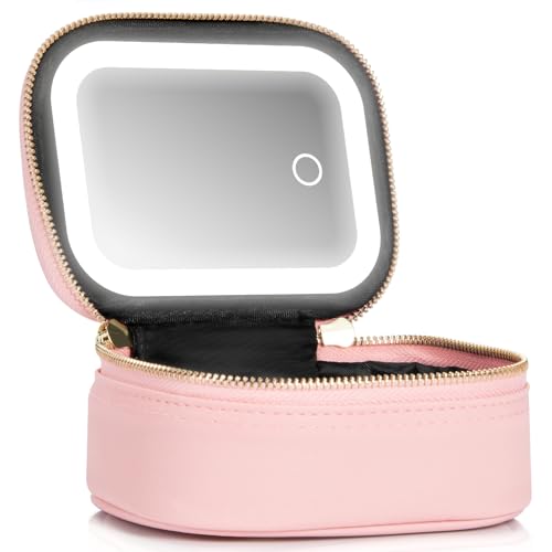 Extrei Gent Small Makeup Bag Travel Train Case with Mirror and...