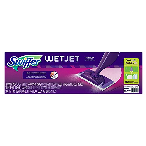 Swiffer WetJet Starter Kit, Includes: 1 Power Mop, 5 Pads, Solution, Batteries