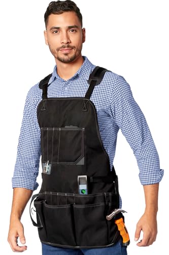 Under NY Sky Tool Apron – Magnetic Tool Holder – Heavy Duty Black Oxford