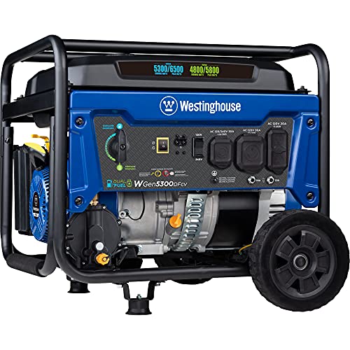 Westinghouse 6500 Watt Dual Fuel Home Backup Portable Generator,...