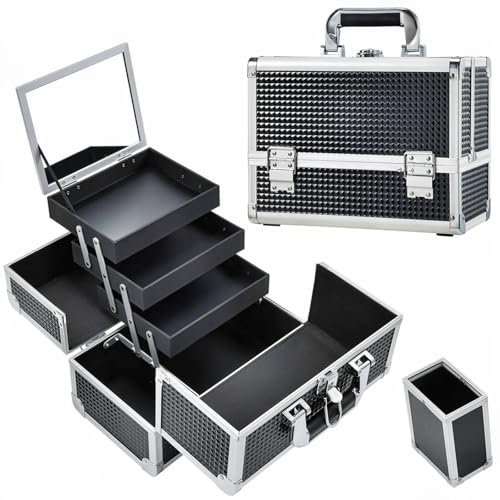 Joligrace Makeup Train Case Professional Cosmetic Box Travel Organizer