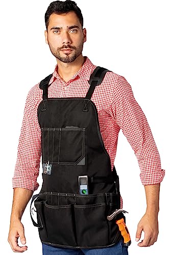 Under NY Sky Tool Apron – Magnetic Tool Holder – Heavy Duty Black Oxford