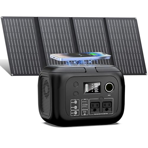 Solar Powered Generator 300W Peak/70400mAh, 260Wh Portable Power...