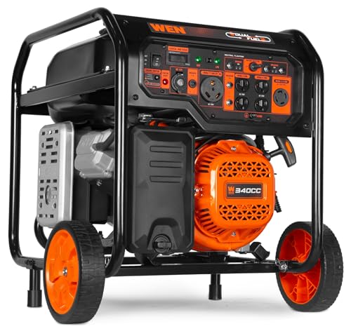 WEN DF8000X 8000-Watt Dual Fuel Electric Start Generator with CO...