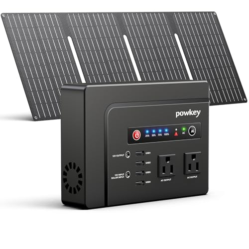 powkey Solar Powered Generator, 200W Portable Power Station with...