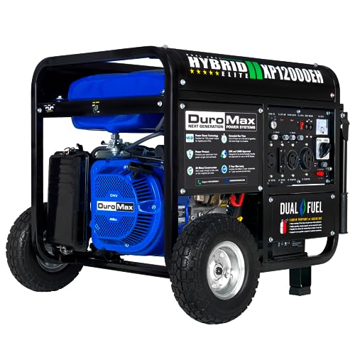 DuroMax XP12000EH Dual Fuel Electric Start Portable Generator, Blue & Black