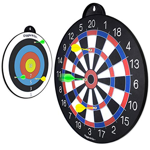 GIGGLE N GO Reversible Magnetic Dart Board for Kids - Excellent Indoor Game