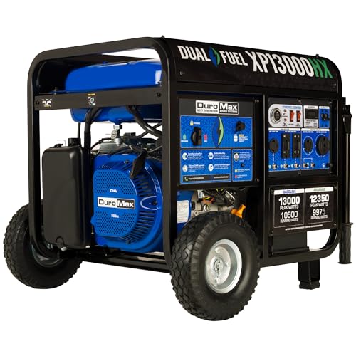 DuroMax XP13000HX Dual Fuel Portable Generator - 13000 Watt Gas...