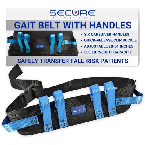 Secure Transfer and Walking Gait Belt with 6 Caregiver Hand Grips - Patient