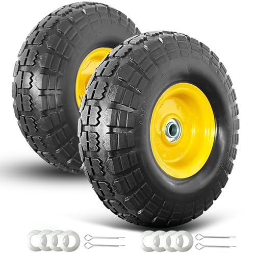4.10/3.50-4 Tire and Wheel Flat Free,10' Solid Tire Wheel with...